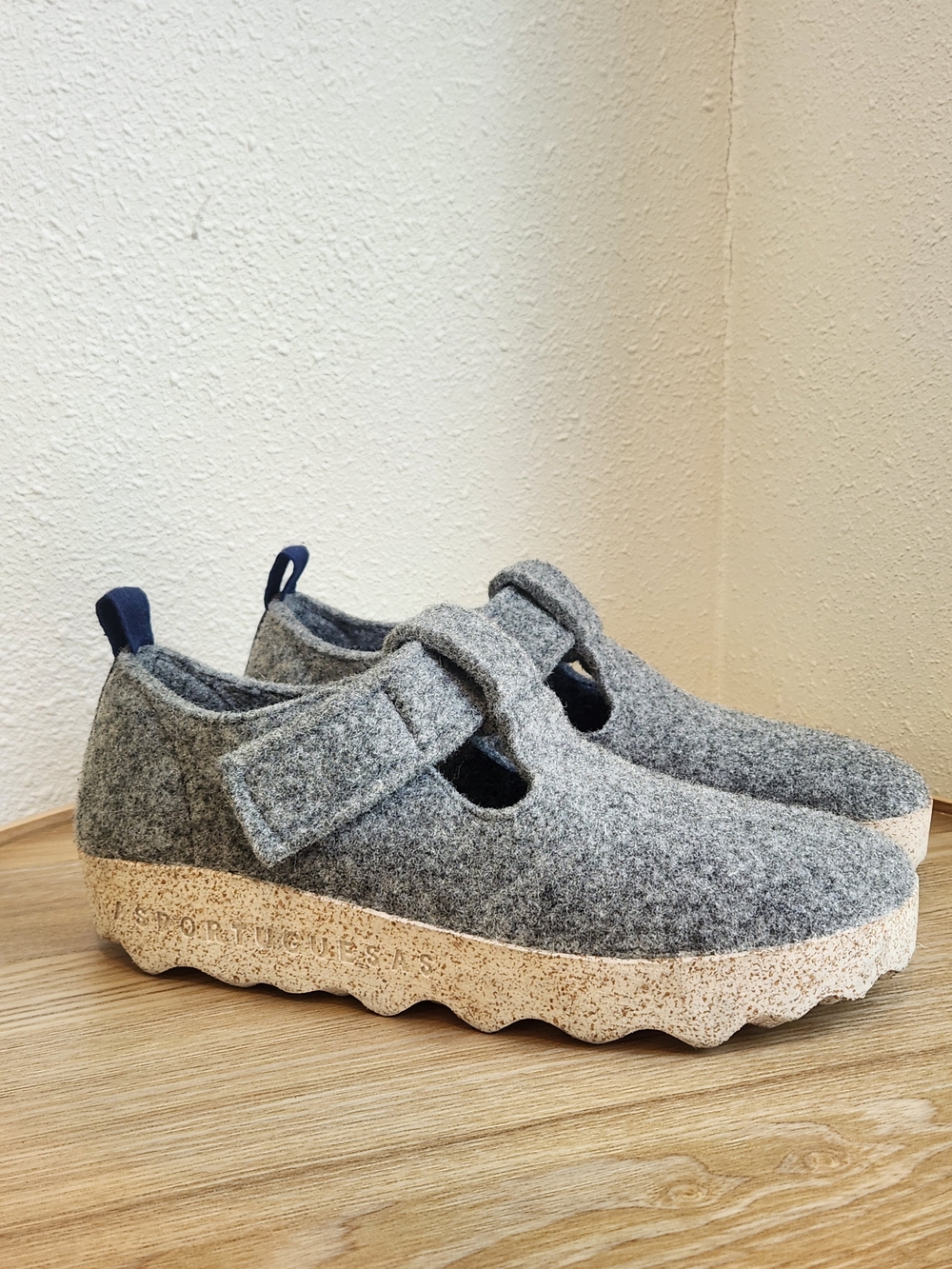 Women's Grey Felt Mary Jane Clog Shoes